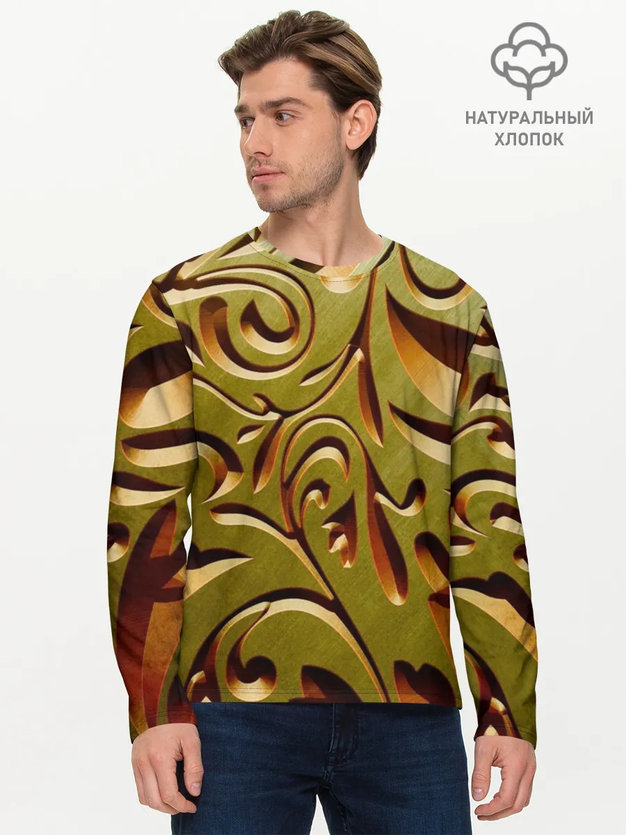 Мужской лонгслив базовый / Вырез по дереву