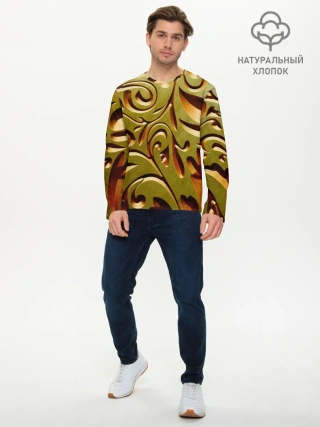 Мужской лонгслив базовый / Вырез по дереву