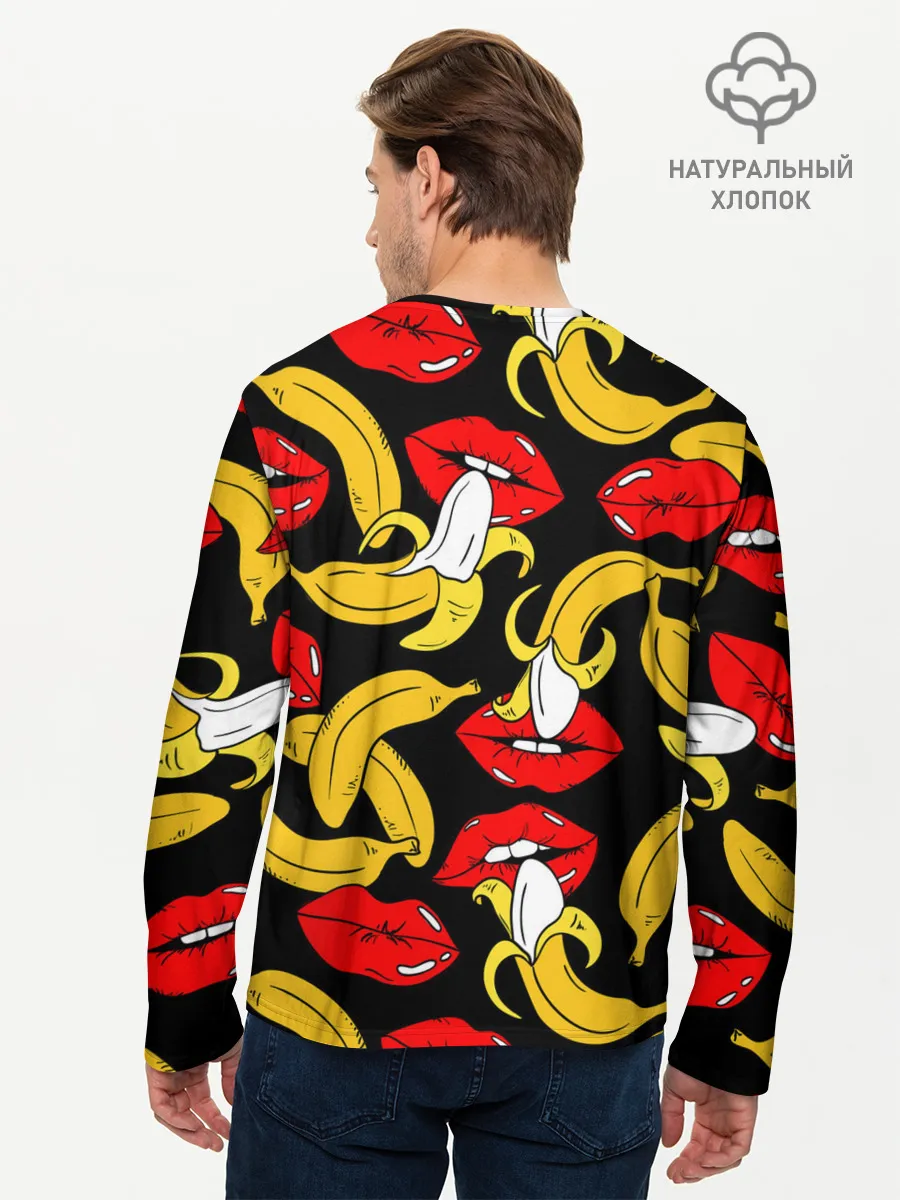 Мужской лонгслив базовый / Губы и бананы
