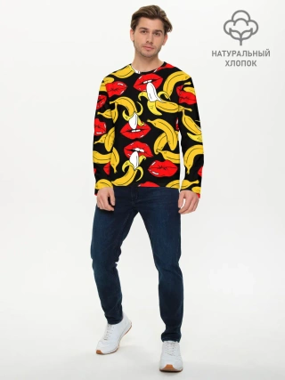 Мужской лонгслив базовый / Губы и бананы