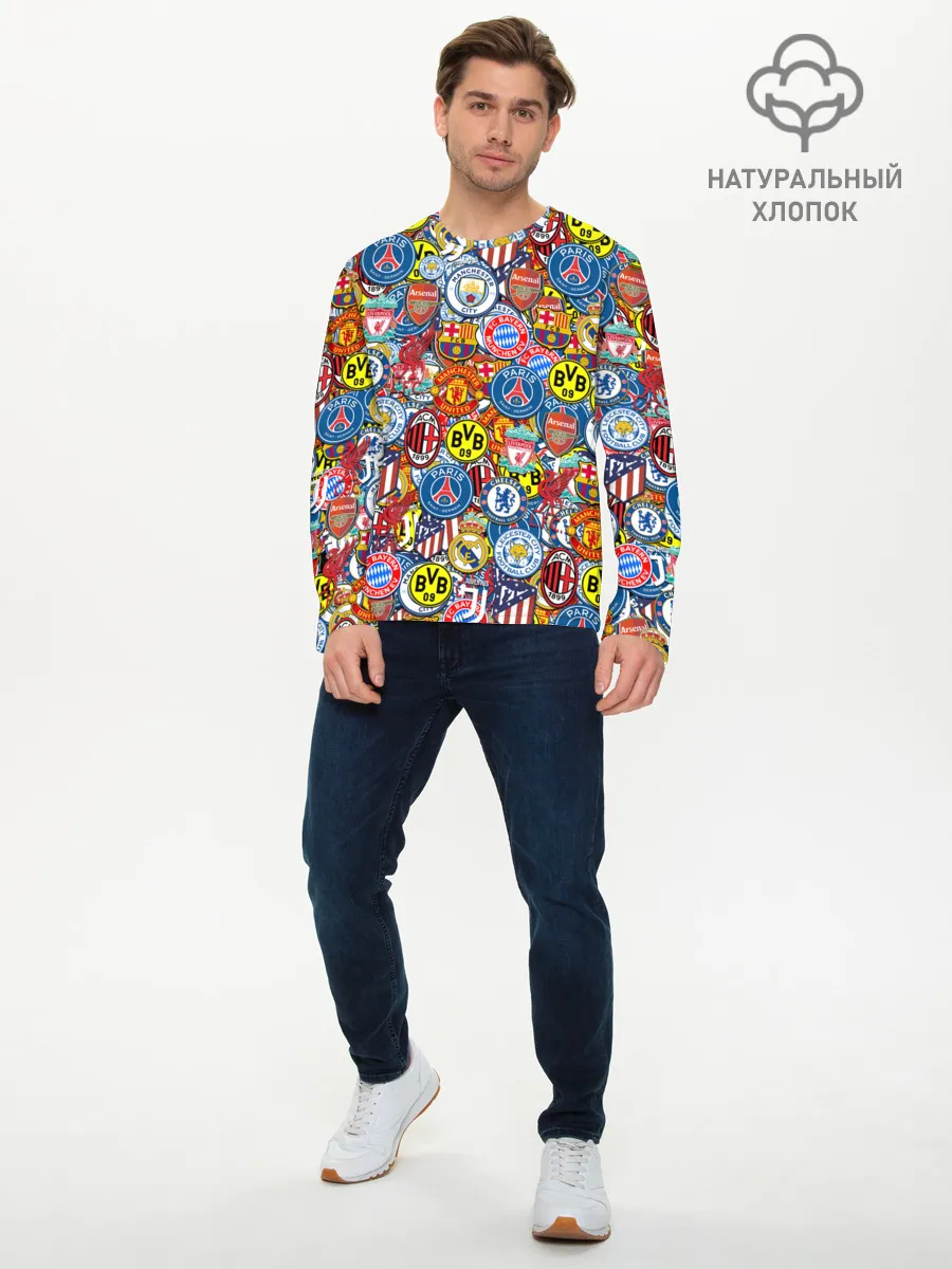 Мужской лонгслив базовый / ЛОГОТИПЫ ФУТБОЛЬНЫХ КОМАНД