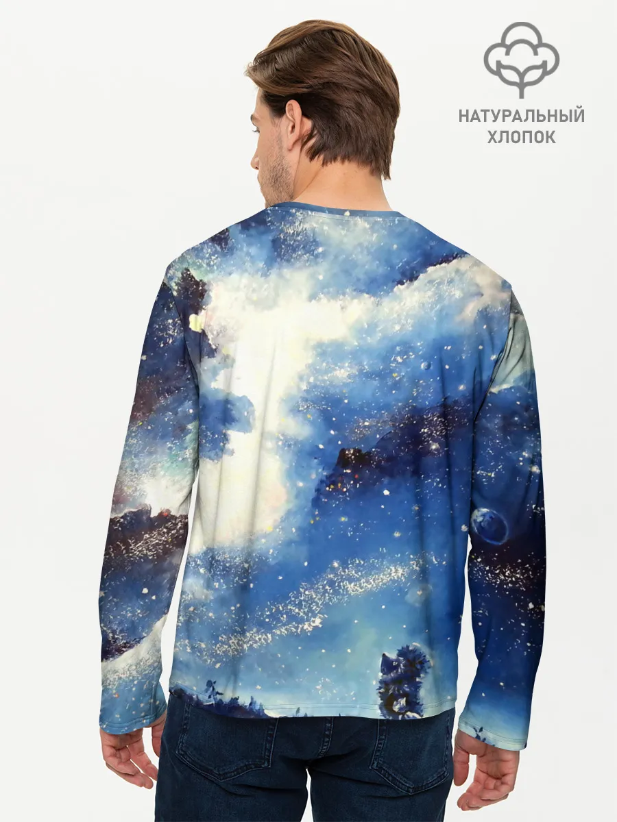 Мужской лонгслив базовый / Ёжик в космосе