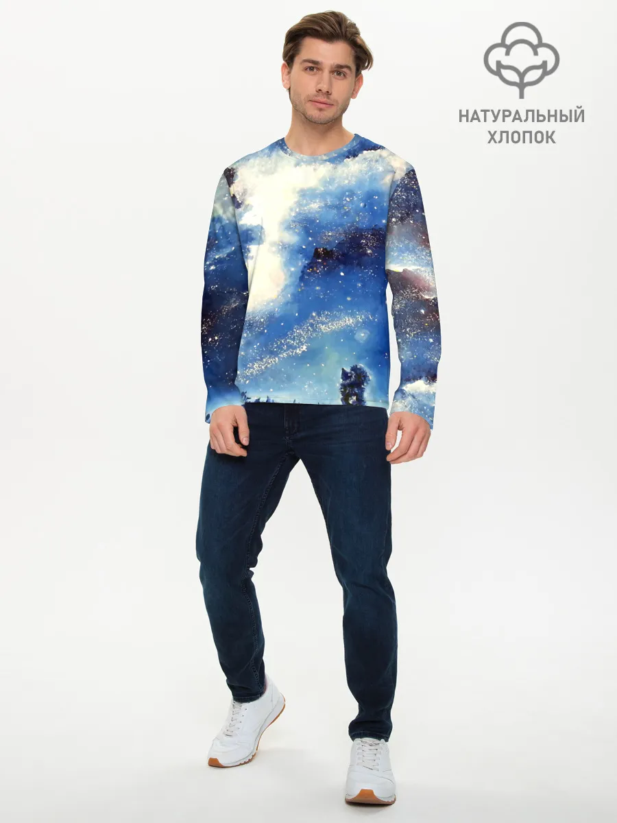 Мужской лонгслив базовый / Ёжик в космосе
