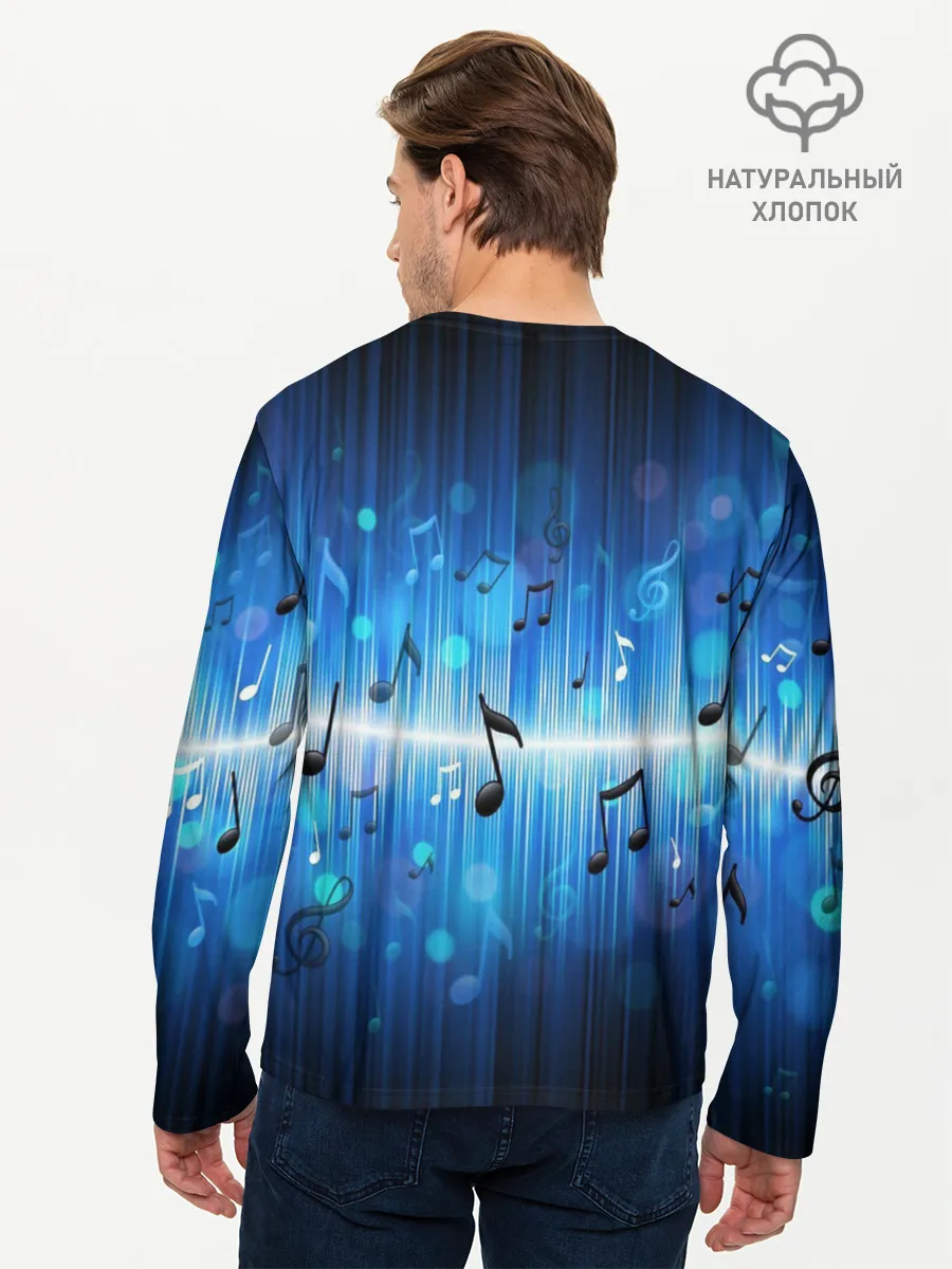 Мужской лонгслив базовый / Абстракция музыка