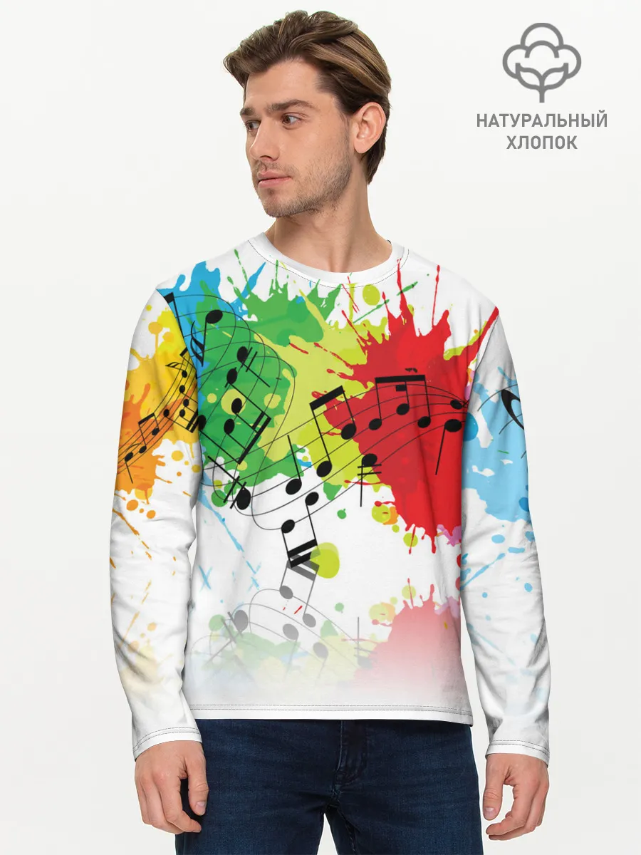 Мужской лонгслив базовый / Ноты color