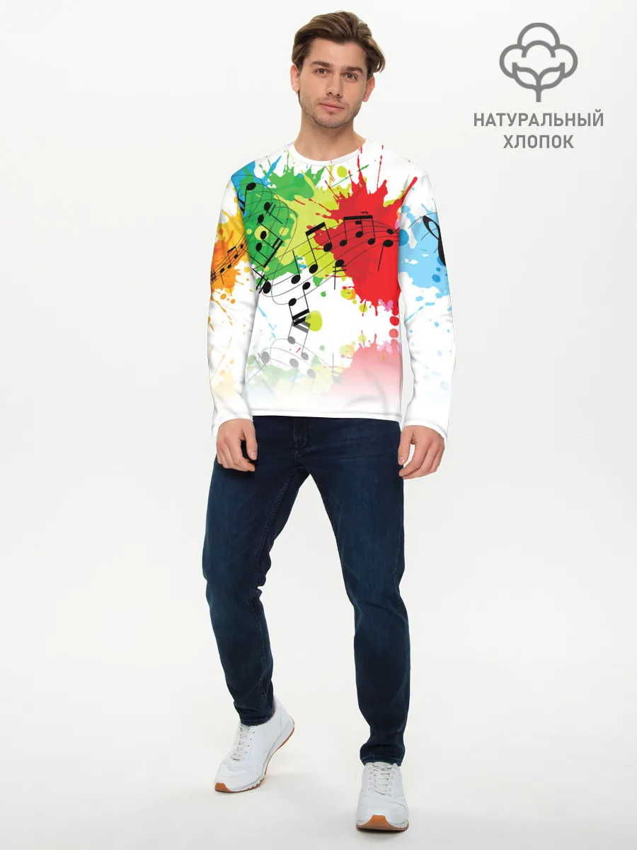 Мужской лонгслив базовый / Ноты color