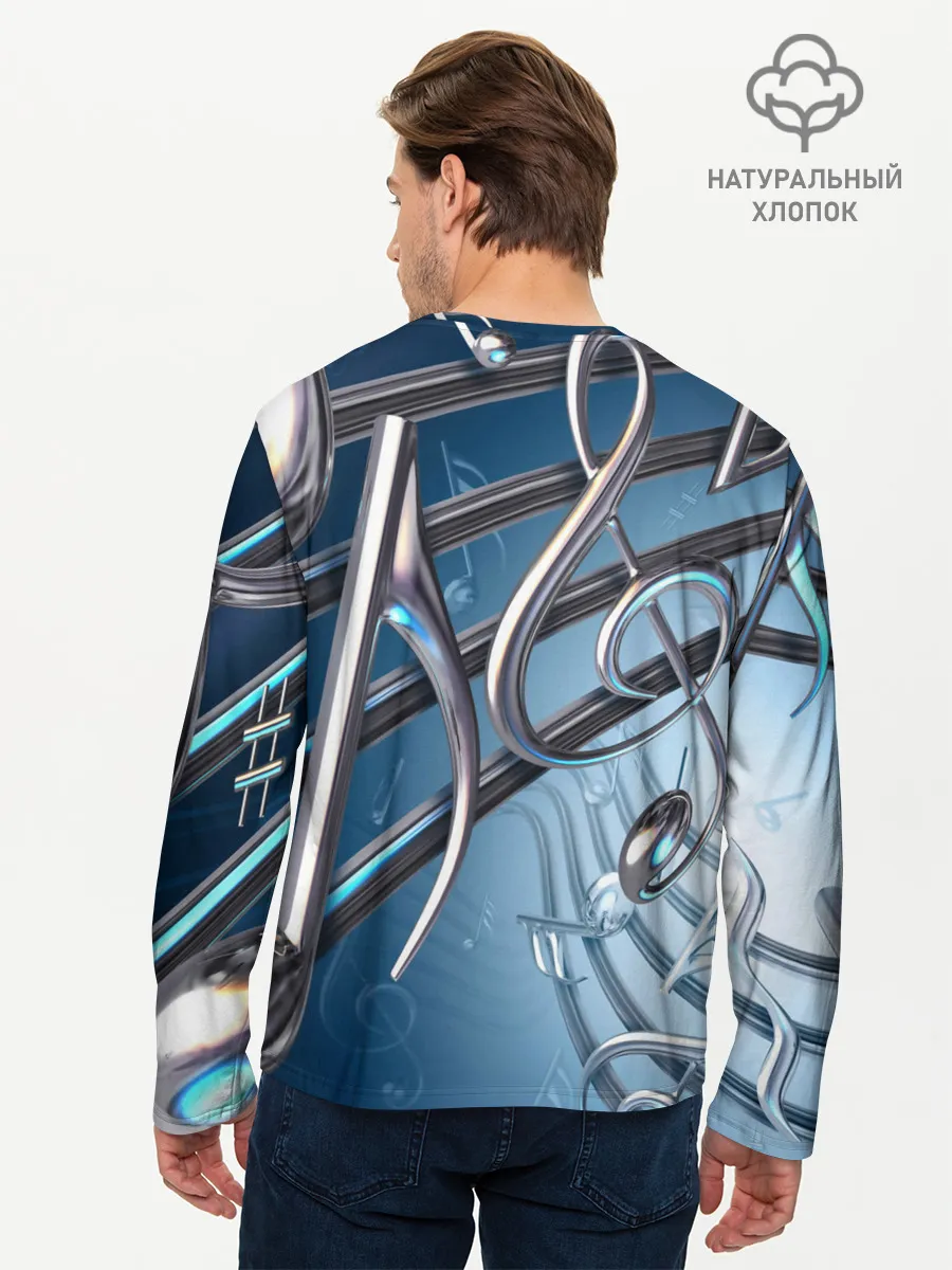 Мужской лонгслив базовый / Металлические ноты