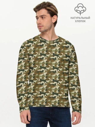 Мужской лонгслив базовый / Камуфляж Коты