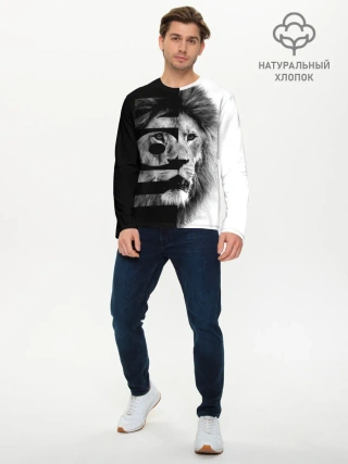Мужской лонгслив базовый / Лев царь зверей