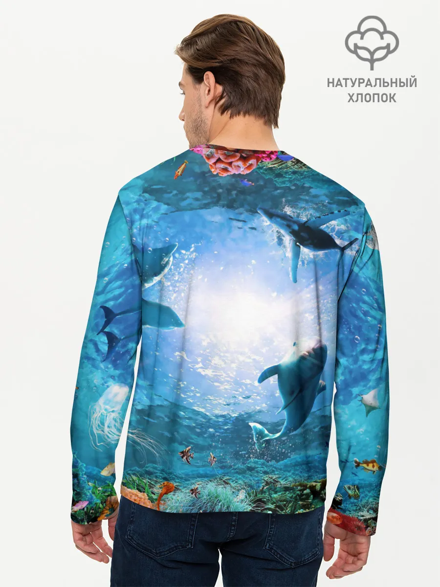 Мужской лонгслив базовый / Дельфины