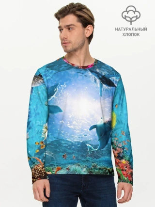 Мужской лонгслив базовый / Дельфины