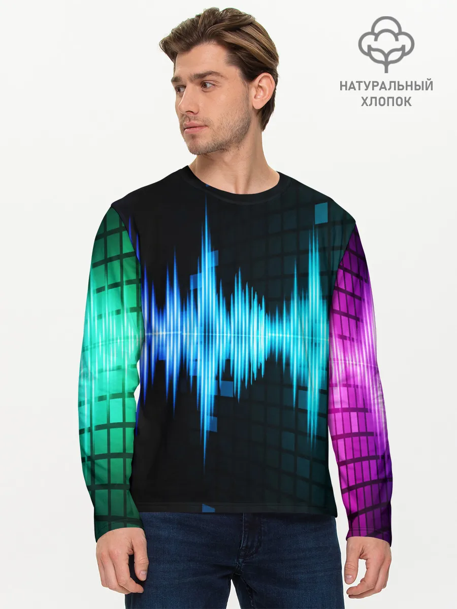 Мужской лонгслив базовый / neon music