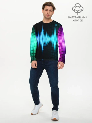 Мужской лонгслив базовый / neon music