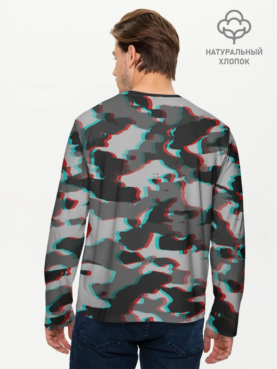 Мужской лонгслив базовый / Серый камуфляж