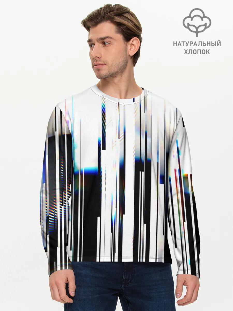 Мужской лонгслив базовый / Абстракция Глитч