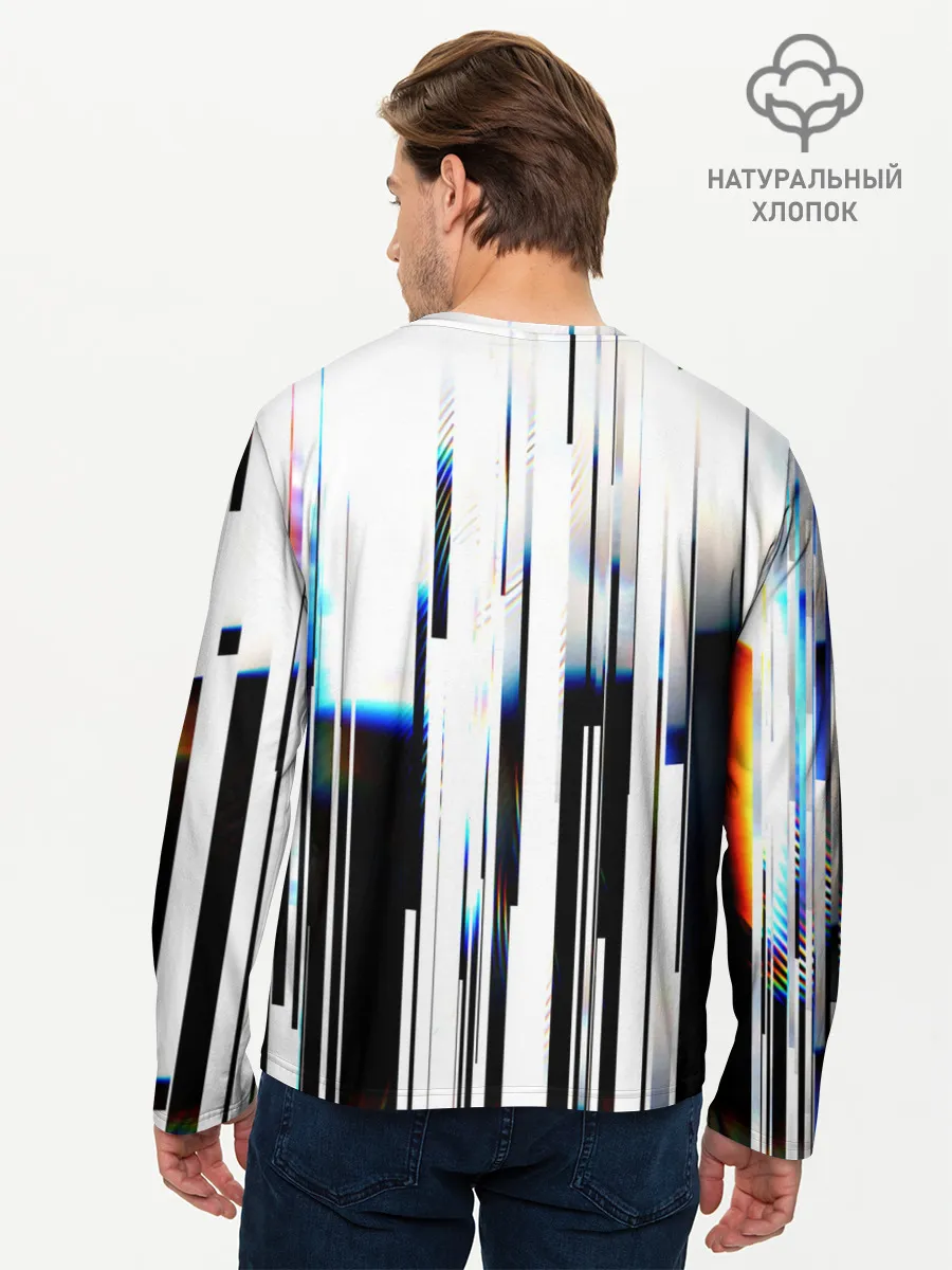 Мужской лонгслив базовый / Абстракция Глитч