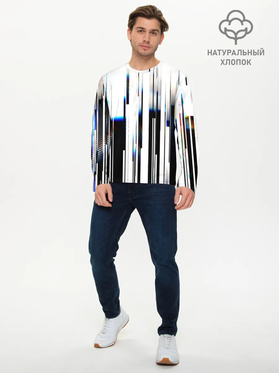 Мужской лонгслив базовый / Абстракция Глитч