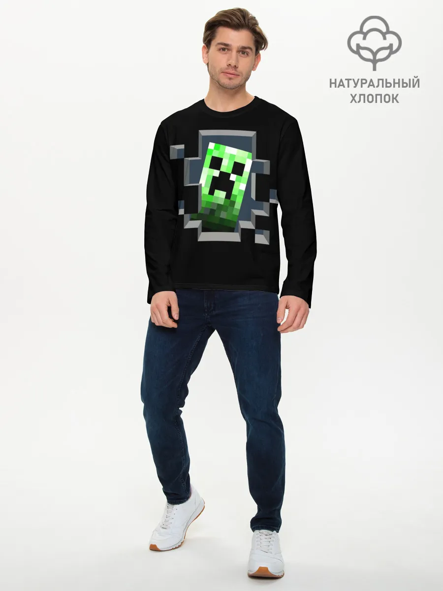 Мужской лонгслив базовый / Майнкрафт, Крипер