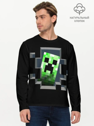 Мужской лонгслив базовый / Майнкрафт, Крипер