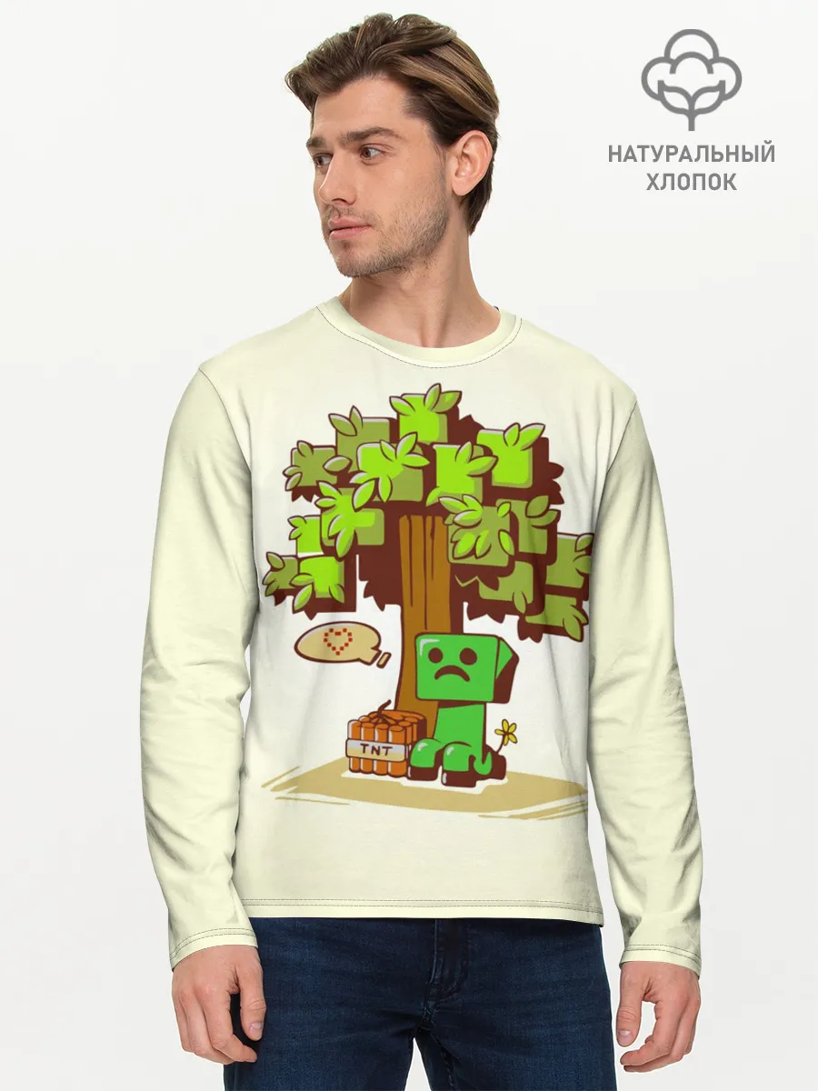 Мужской лонгслив базовый / Майнкрафт, Крипер