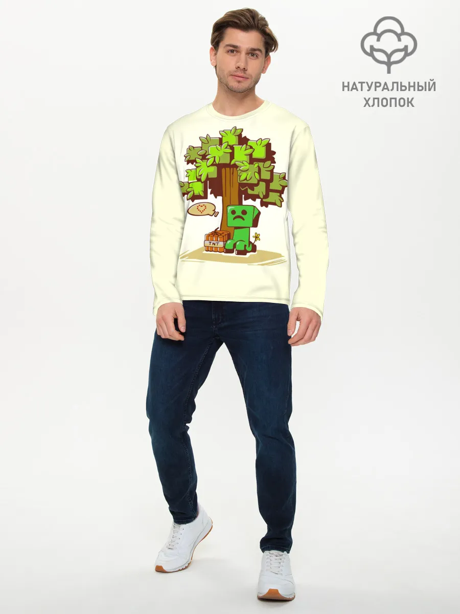 Мужской лонгслив базовый / Майнкрафт, Крипер