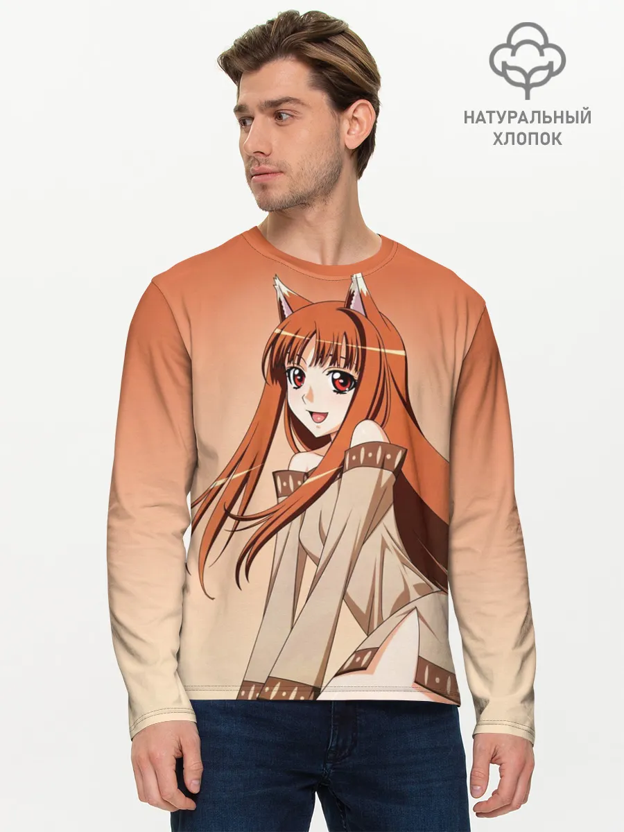 Мужской лонгслив базовый / Милая аниме девочка-оборотень