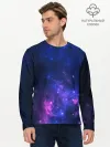 Мужской лонгслив базовый / Неоновый космос