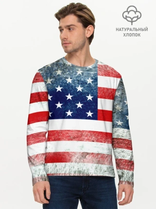 Мужской лонгслив базовый / Америка Флаг