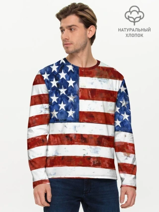 Мужской лонгслив базовый / США ФЛАГ