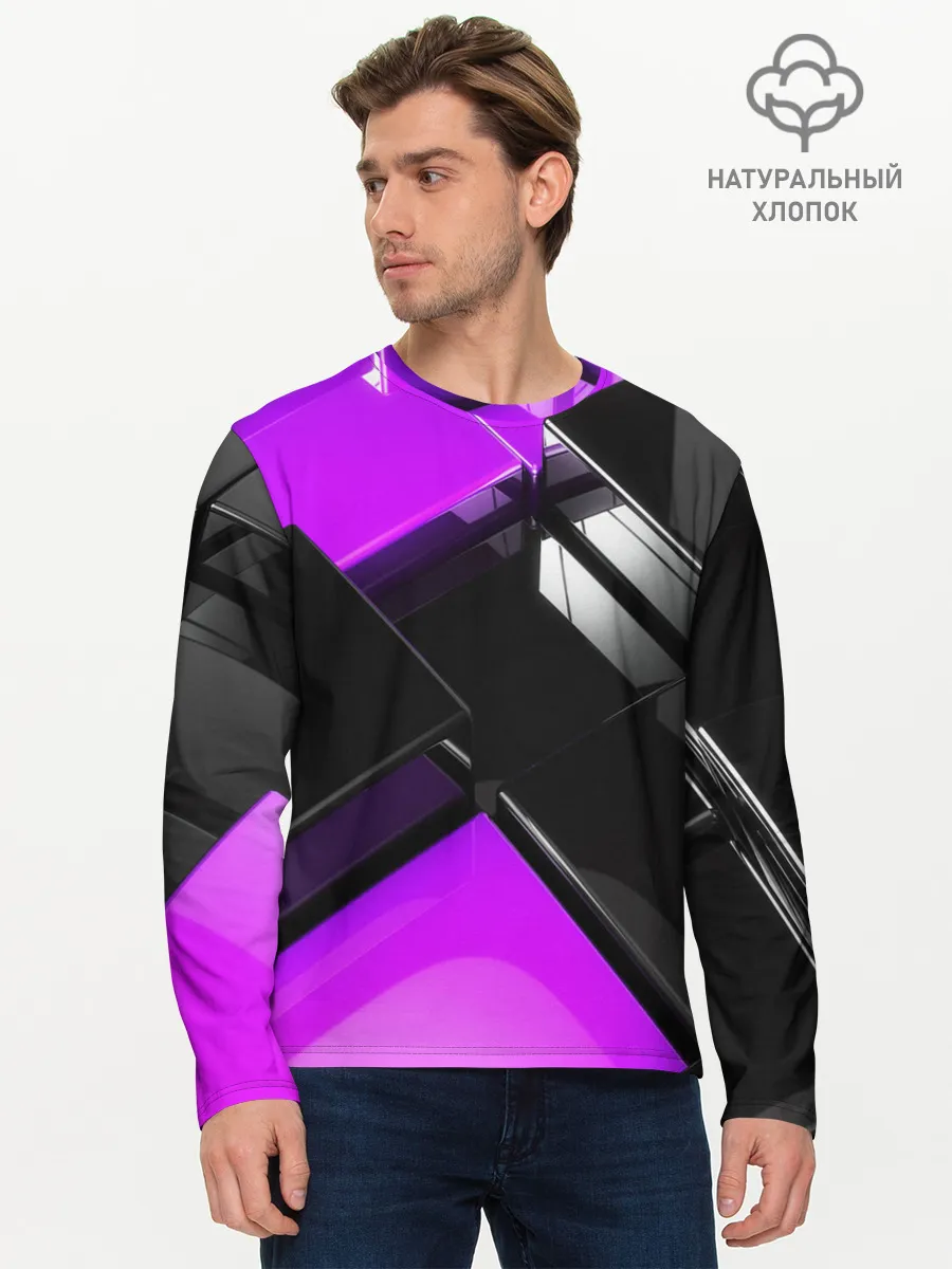 Мужской лонгслив базовый / Неоновые кубы