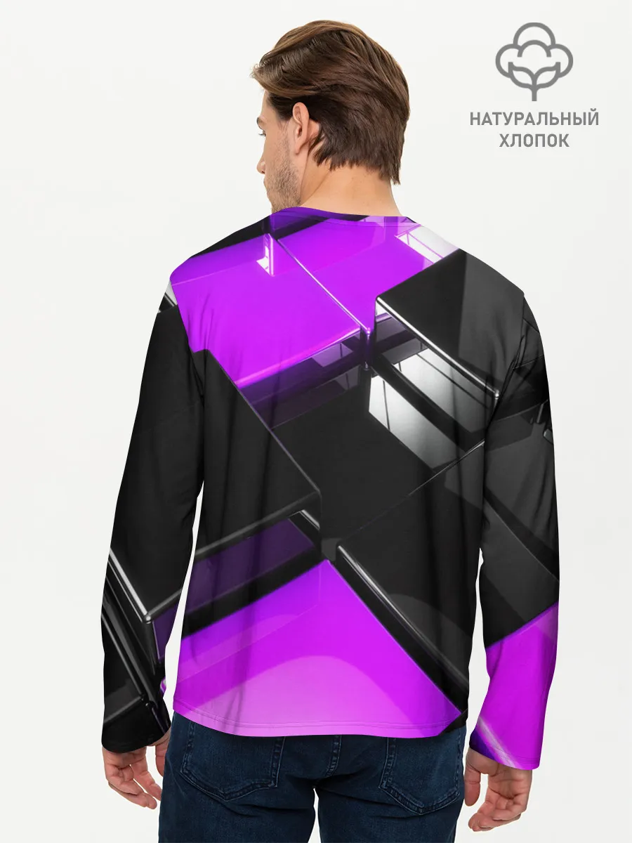 Мужской лонгслив базовый / Неоновые кубы