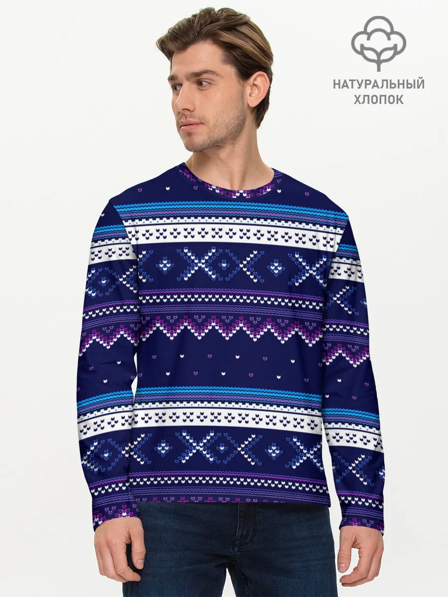 Мужской лонгслив базовый / Яркий узор 2