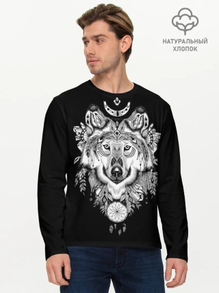 Мужской лонгслив базовый / Ацтекский волк