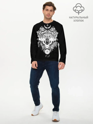 Мужской лонгслив базовый / Ацтекский волк