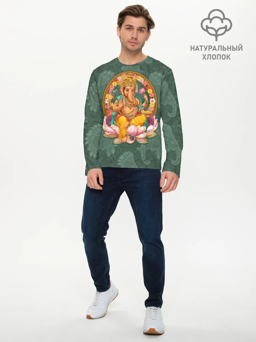 Мужской лонгслив базовый / Ганеша