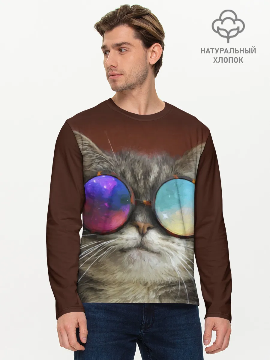 Мужской лонгслив базовый / котейки