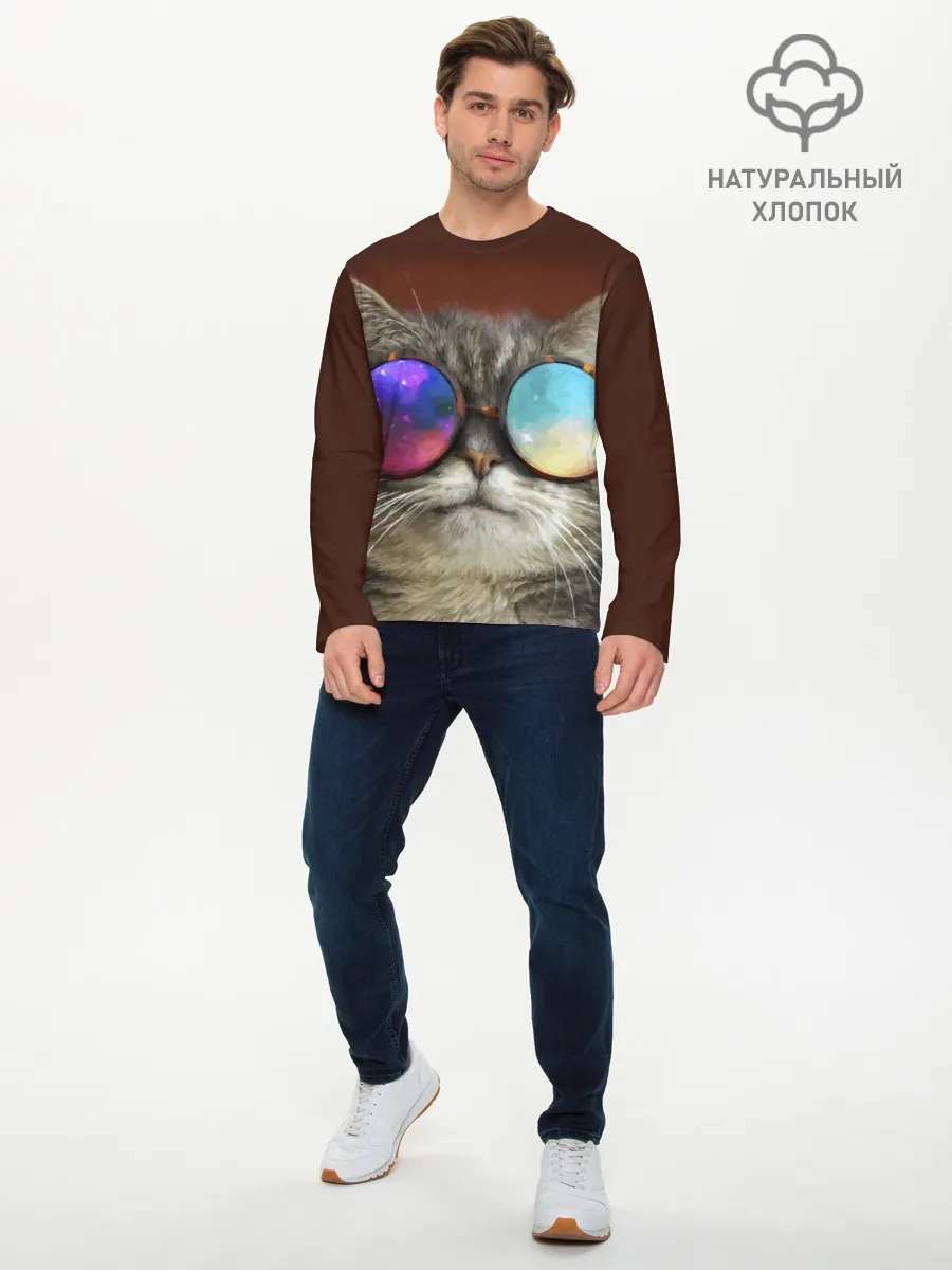 Мужской лонгслив базовый / котейки