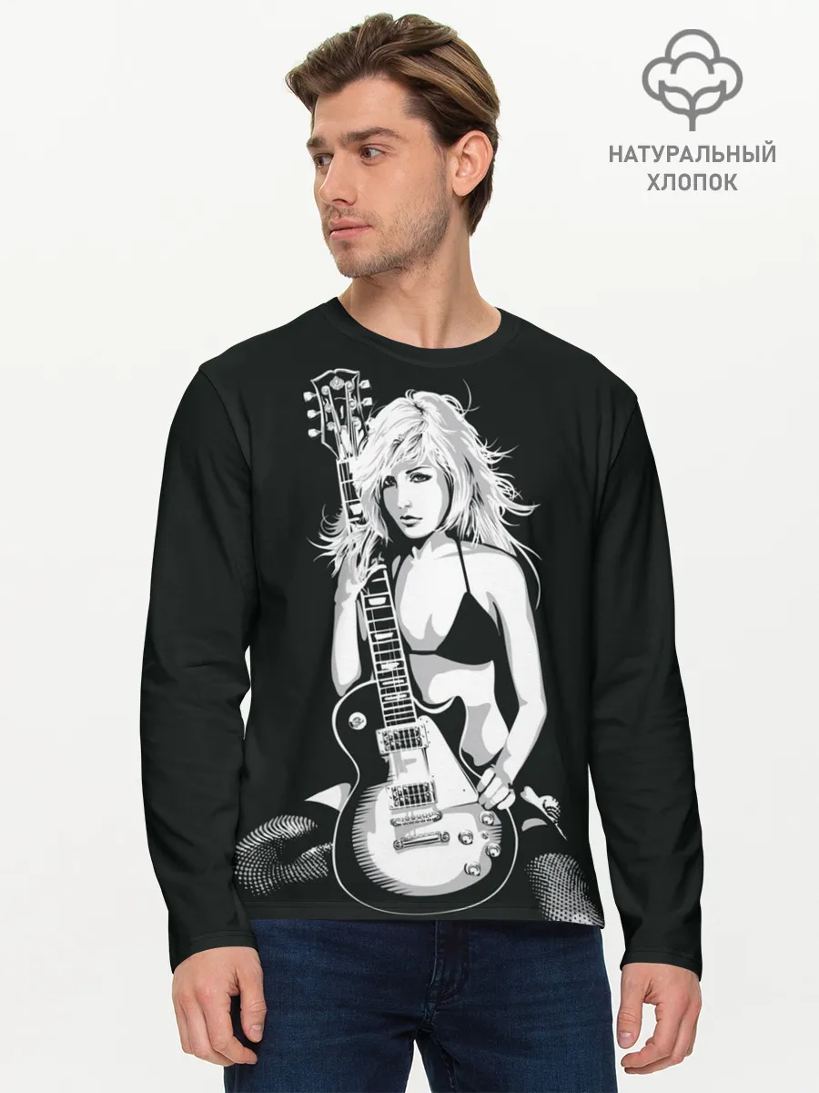 Мужской лонгслив базовый / Девушка с гитарой