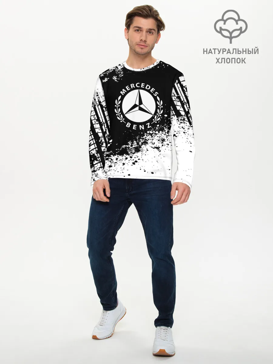 Мужской лонгслив базовый / Mercedes abstract sport