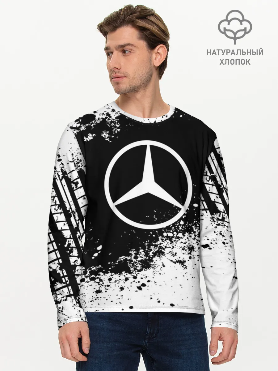 Мужской лонгслив базовый / Mercedes abstract sport