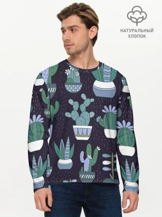Мужской лонгслив базовый / Кактусы