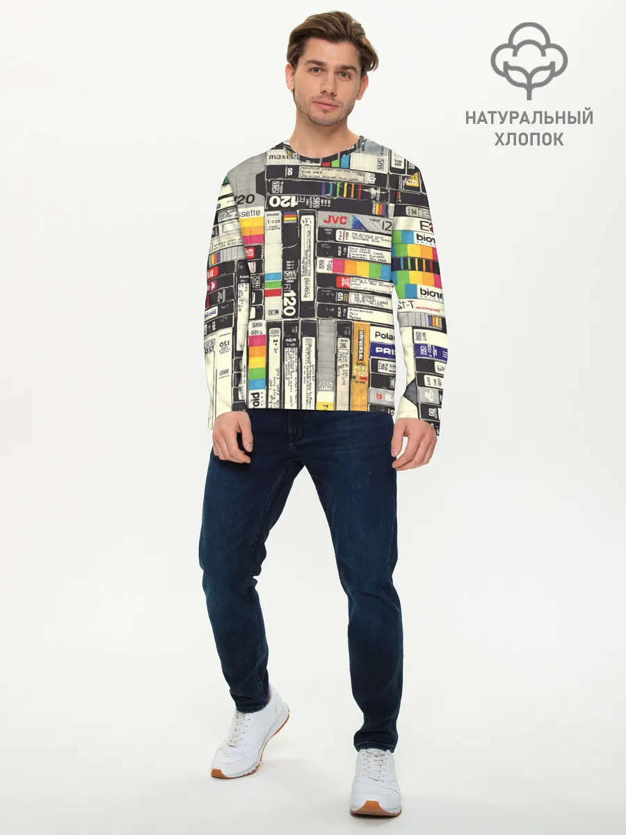 Мужской лонгслив базовый / VHS-кассеты