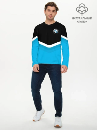 Мужской лонгслив базовый / BMW Black & Blue