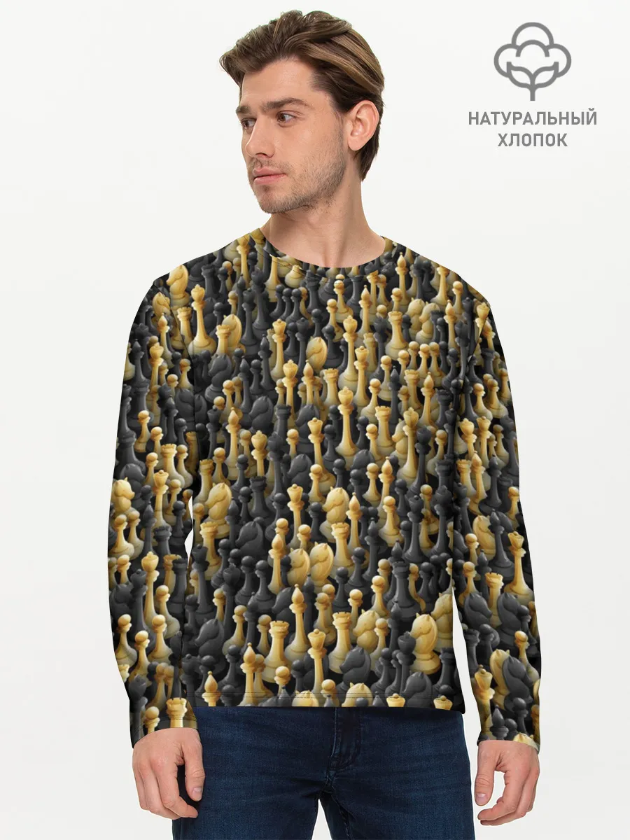 Мужской лонгслив базовый / Шахматы