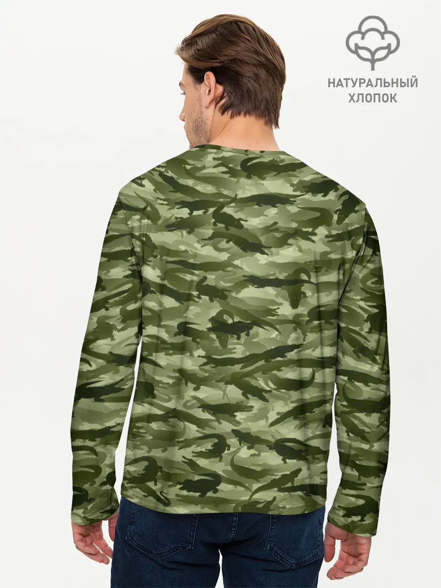 Мужской лонгслив базовый / Камуфляж с крокодилами