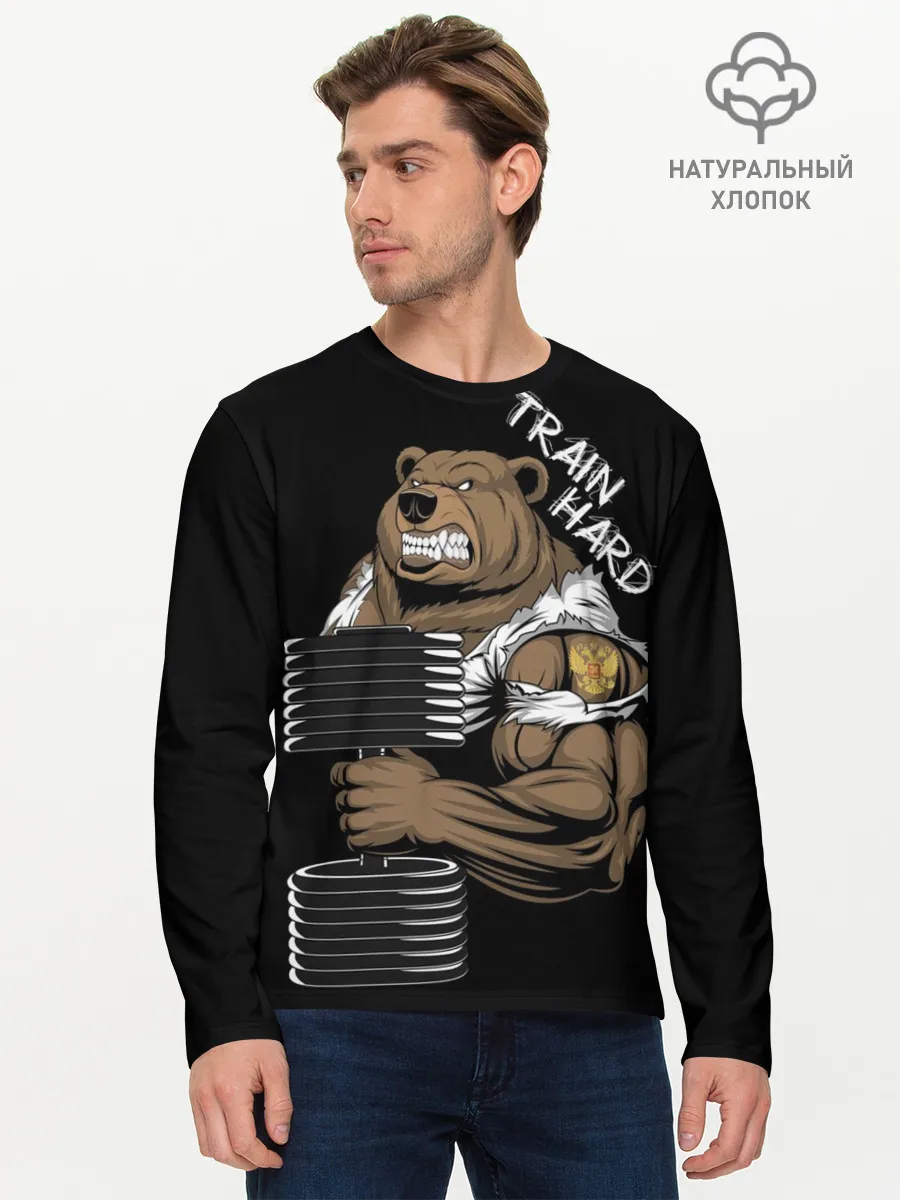 Мужской лонгслив базовый / Train hard