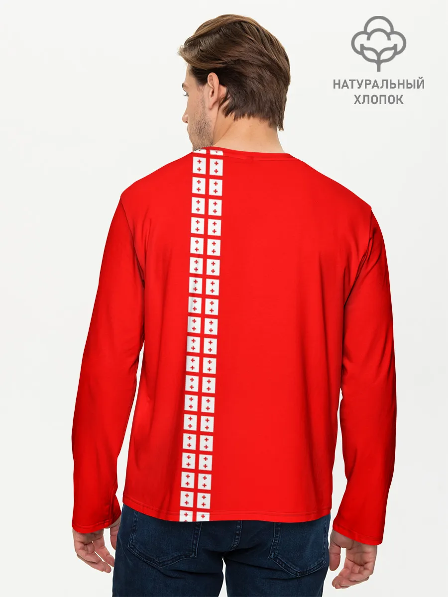 Мужской лонгслив базовый / Грузия, лента с гербом