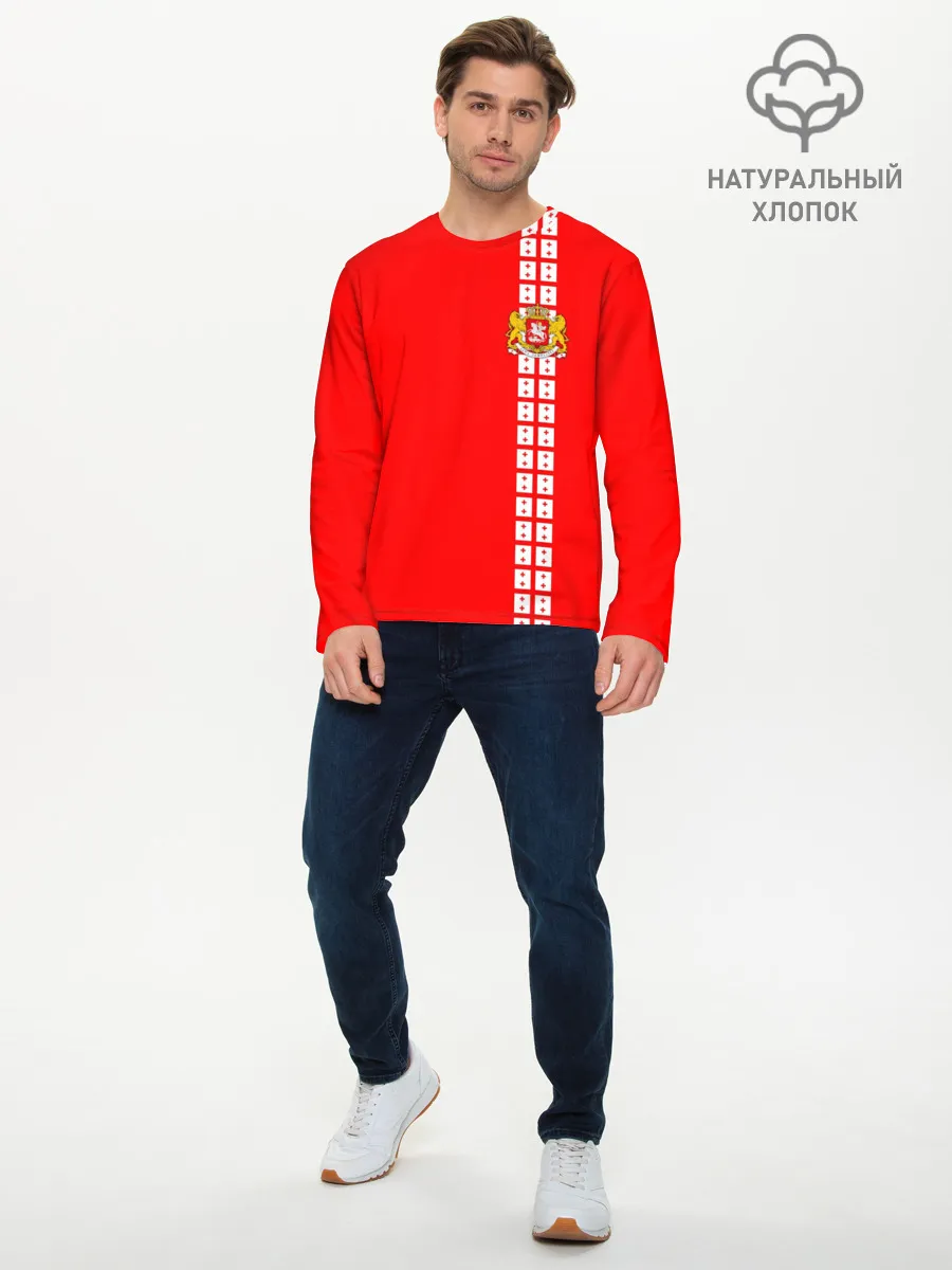 Мужской лонгслив базовый / Грузия, лента с гербом