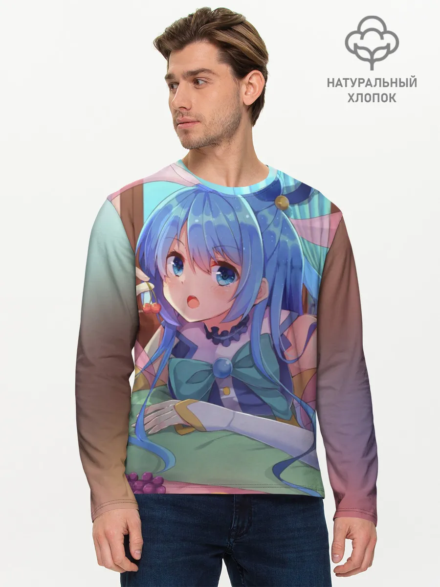 Мужской лонгслив базовый / коносуба аква