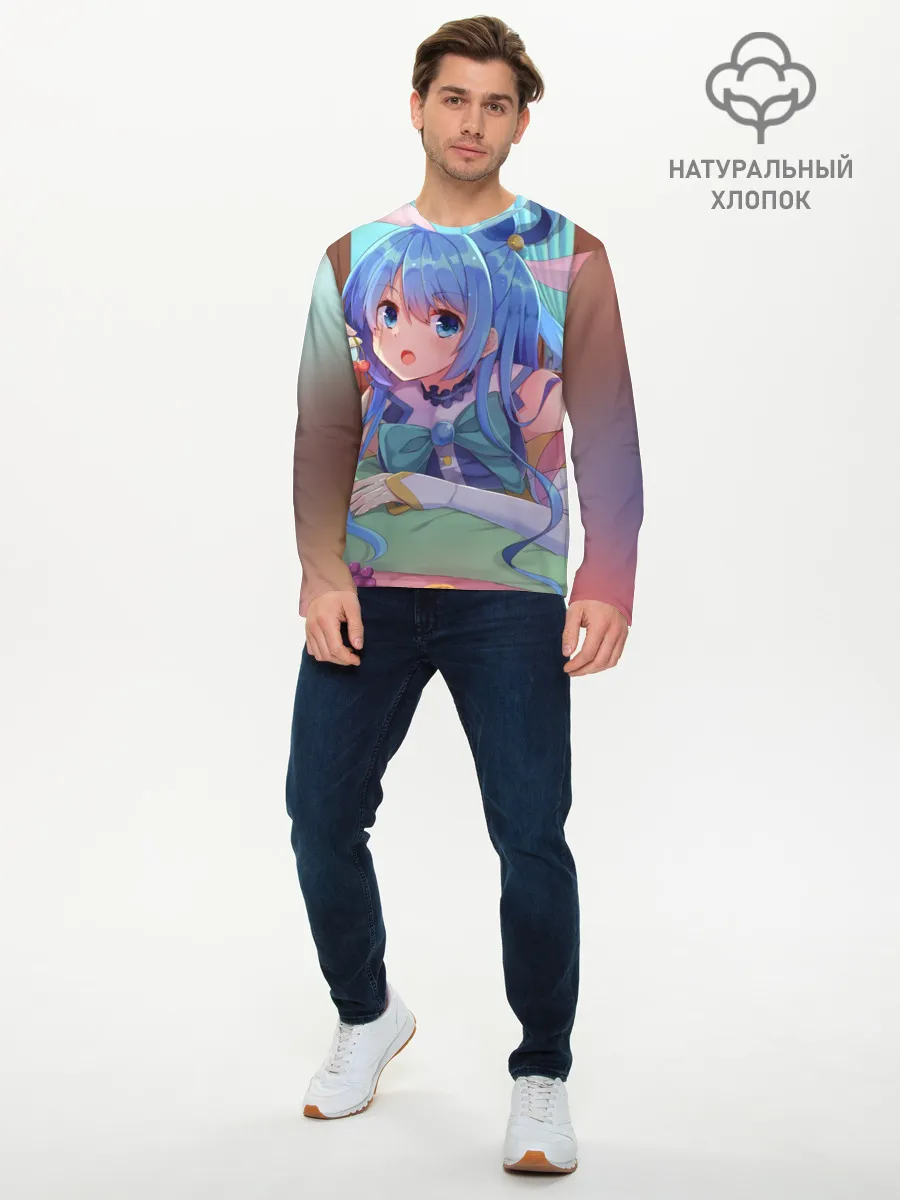 Мужской лонгслив базовый / коносуба аква